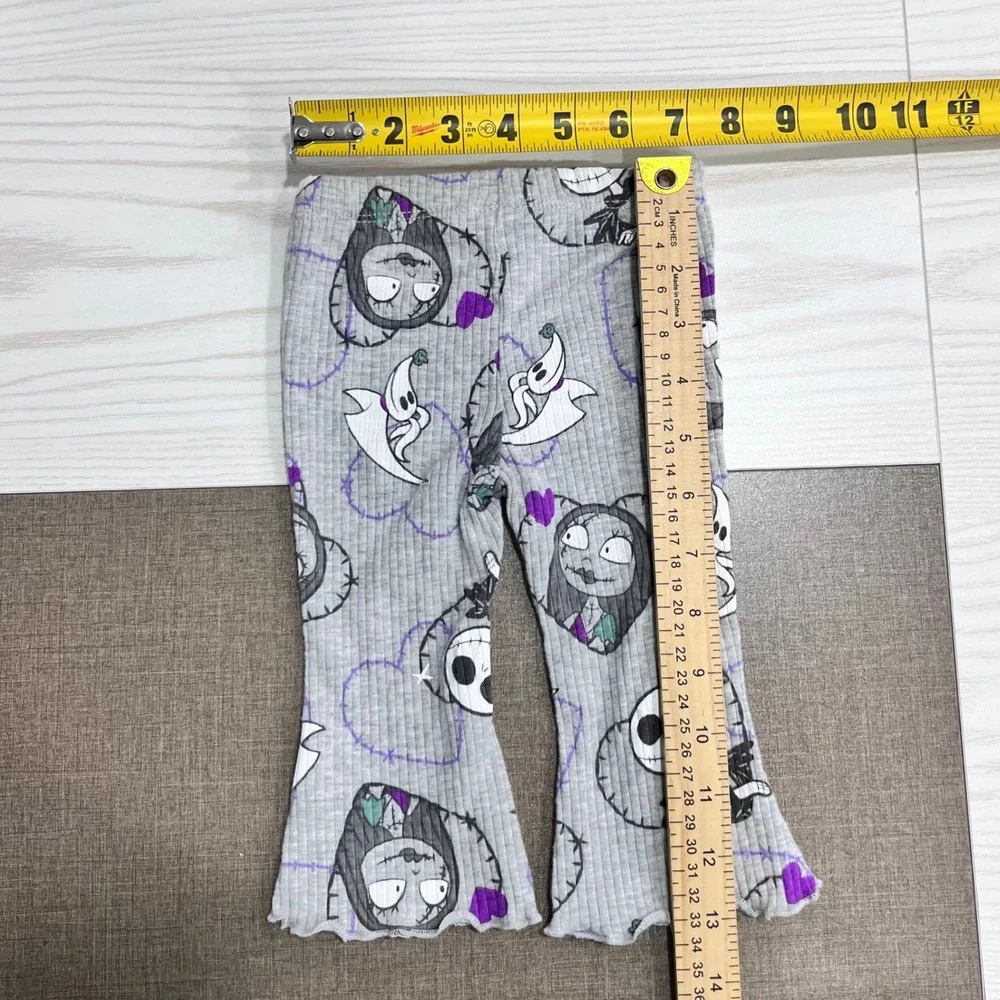Disney Nightmare Before Christmas Set Girls 3-6M Gray Jack Sally Fleece‎ Flare